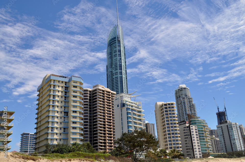 Gold Coast City in Queensland, Australia. Beach cityscape.