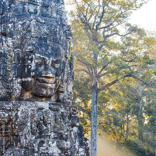 Bayon temple statue, Angkor, Siem Reap, Cambodia photo