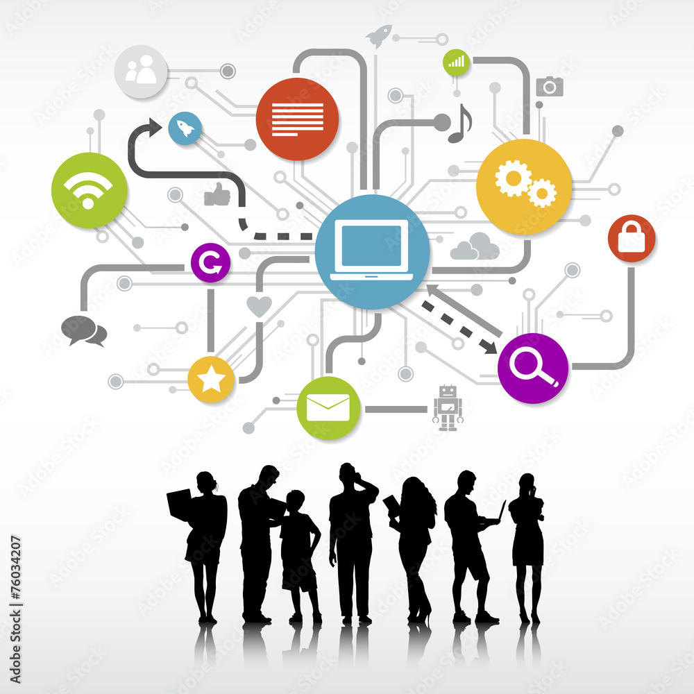 Silhouettes People Social Networking Concept Silhouettes People Social Networking Concept