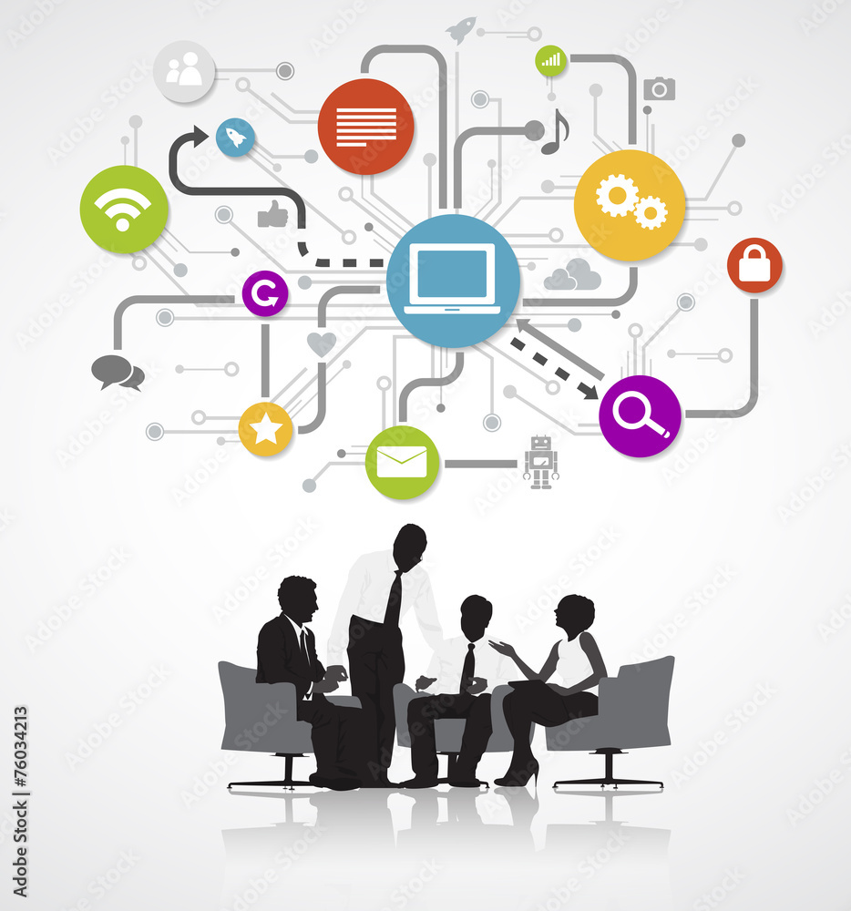 Vector Business People Discussing Social Media Concept Vector Business People Discussing Social Media Concept