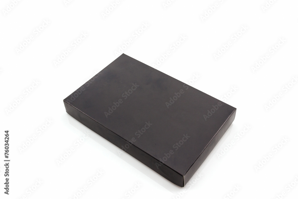 Black paper box on white background . Black paper box on white background .