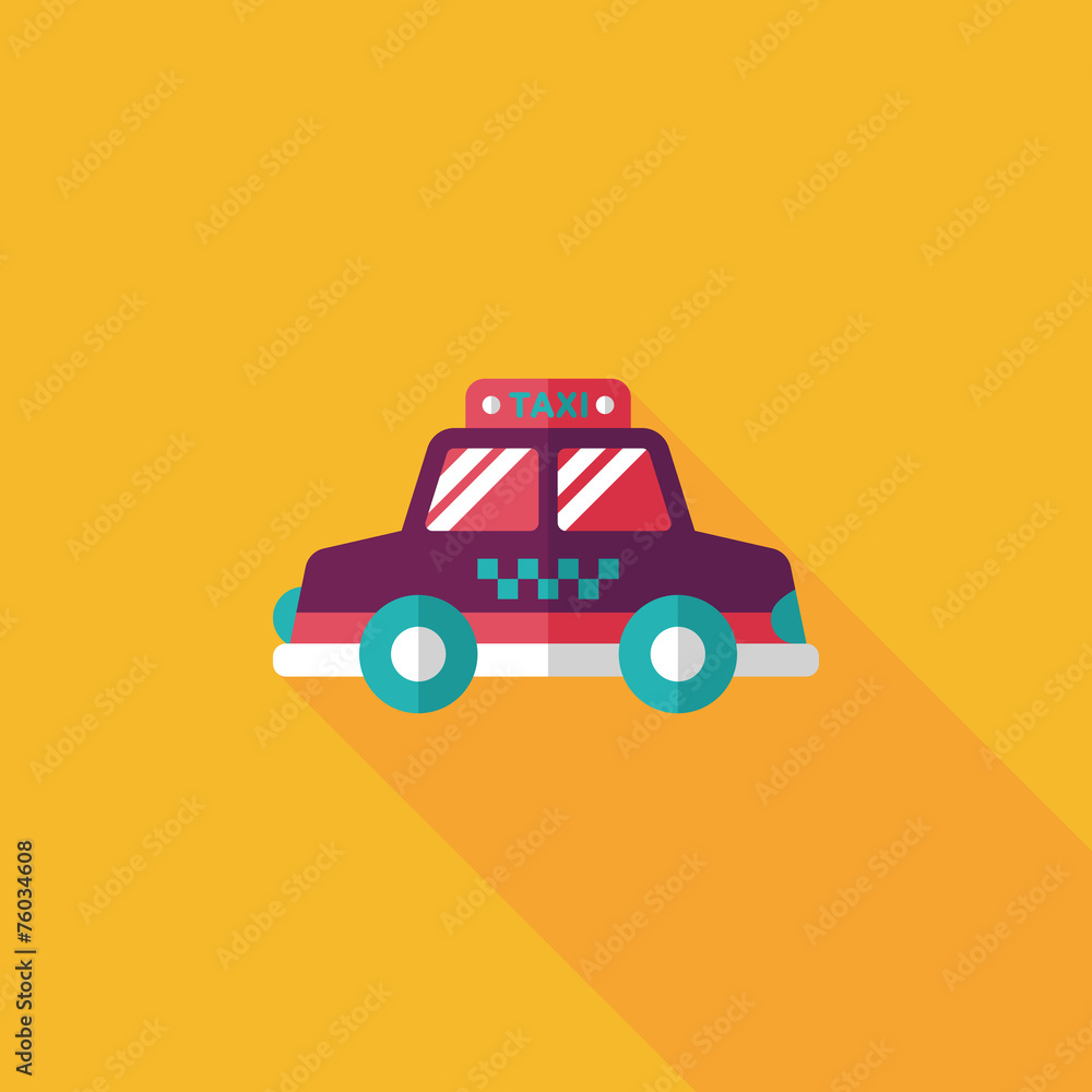 Transportation taxi flat icon with long shadow,eps10 Transportation taxi flat icon with long shadow,eps10