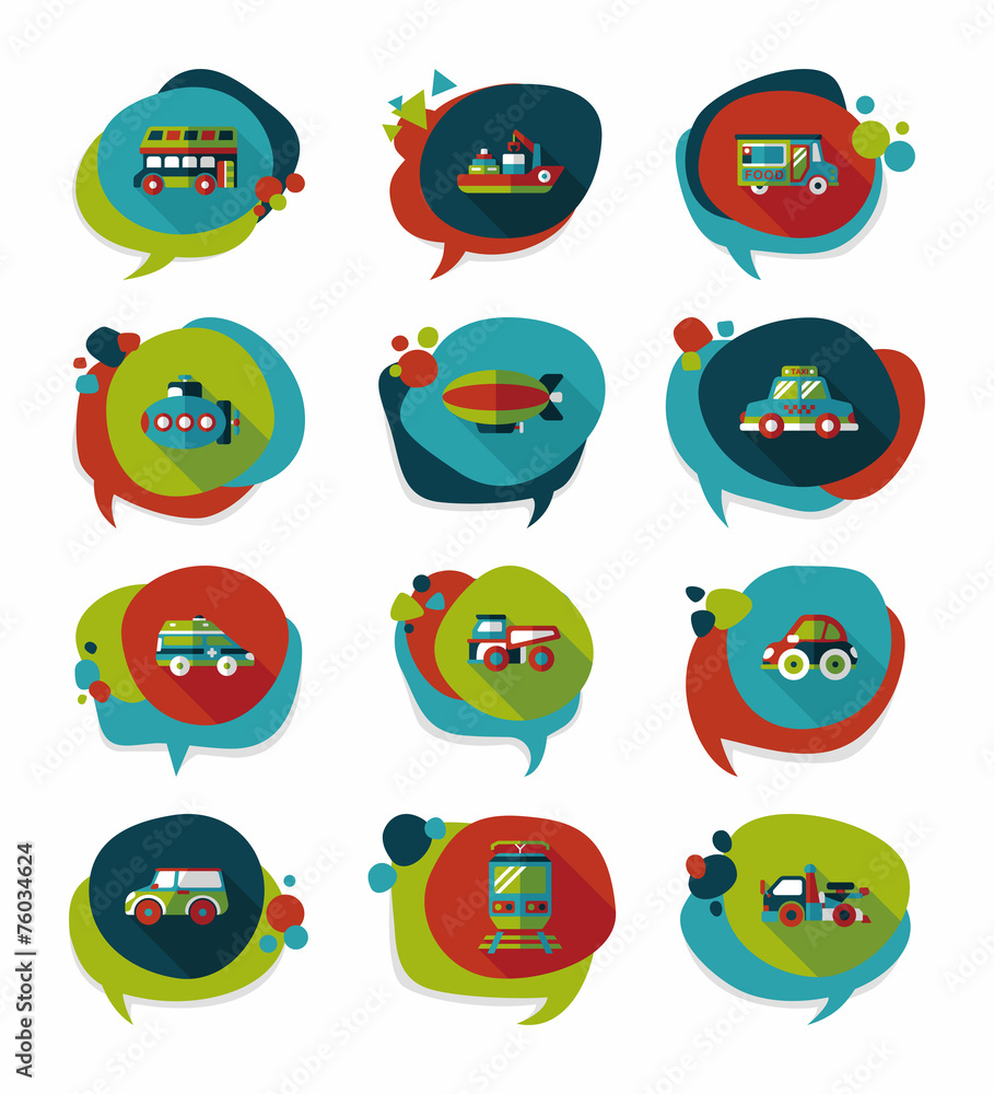 Transportation speech bubble flat design background set, eps10 Transportation speech bubble flat design background set, eps10