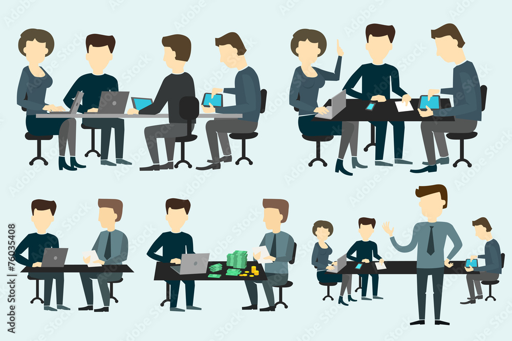 People working at the desk. People working at the desk.