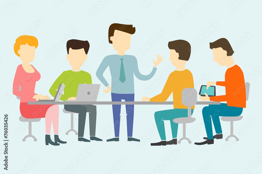 People working at the desk. People working at the desk.