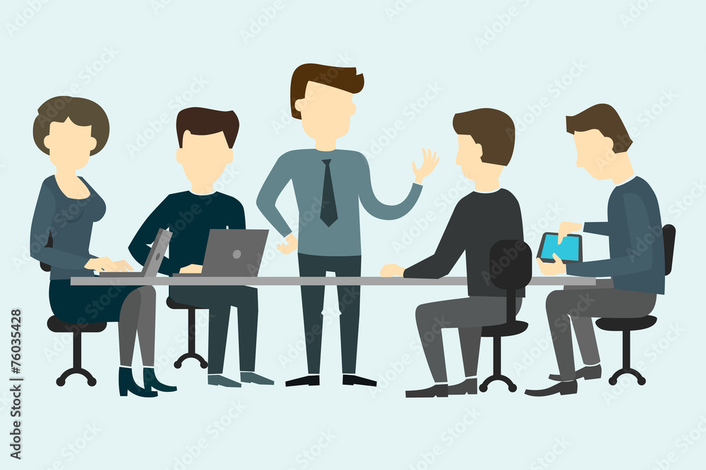 People working at the desk. People working at the desk.