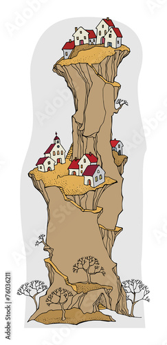 Cartoon village, fairy tale, vector