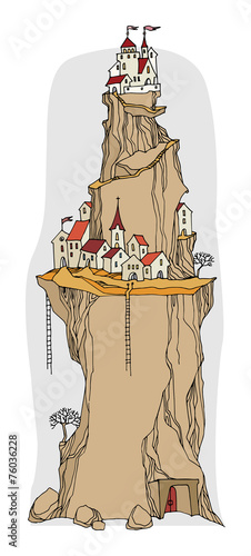 Cartoon village, fairy tale, vector