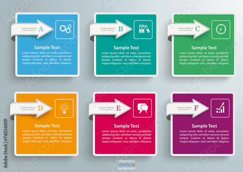 6 Squares Arrows Infographic