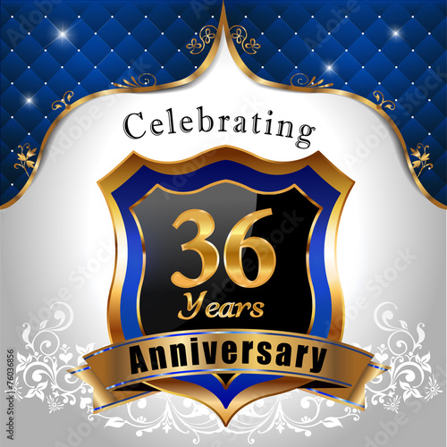 celebrating 36 years anniversary, Golden shield royal emblem
