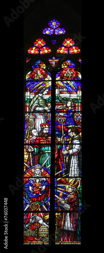 Stained glass in Votiv Kirche (The Votive Church) in Vienna