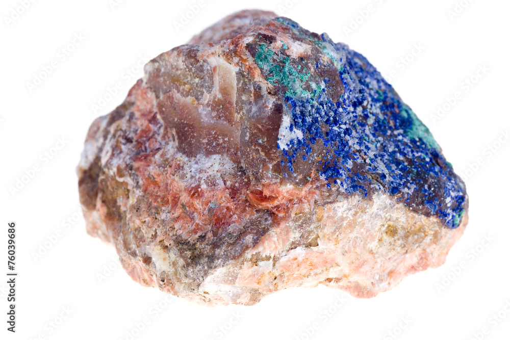 Azurite mineral isolated on a white background