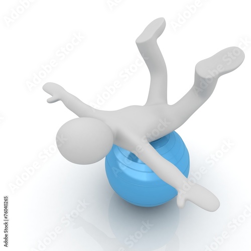 3d man exercising position on fitness ball. My biggest pilates s