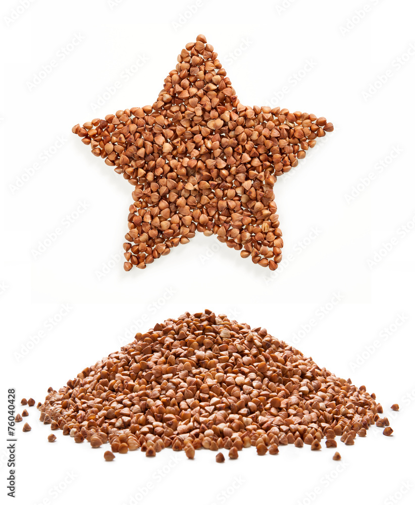 Wunschmotiv: Star shape made of premium buckwheat groats on white background #76040428