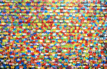 Background color of street graffiti on a brick wall