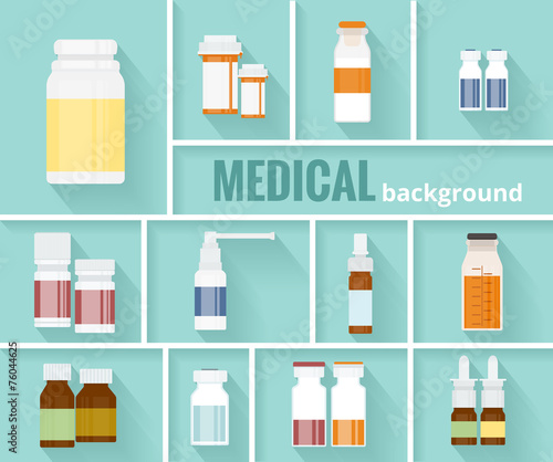 Medication Bottles for Medical Background Design