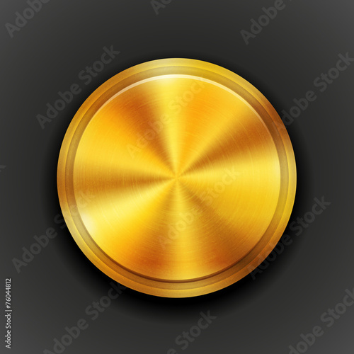 Vector gold textured metal button