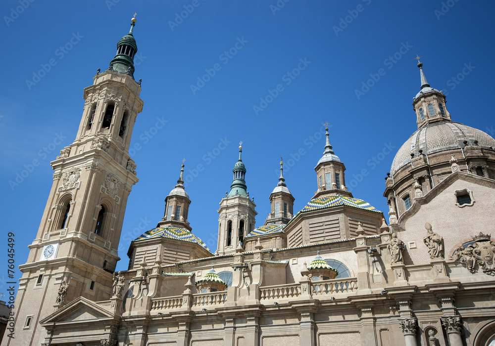 View of the towers of basilica of the Virgen del Pilar, Zaragoza