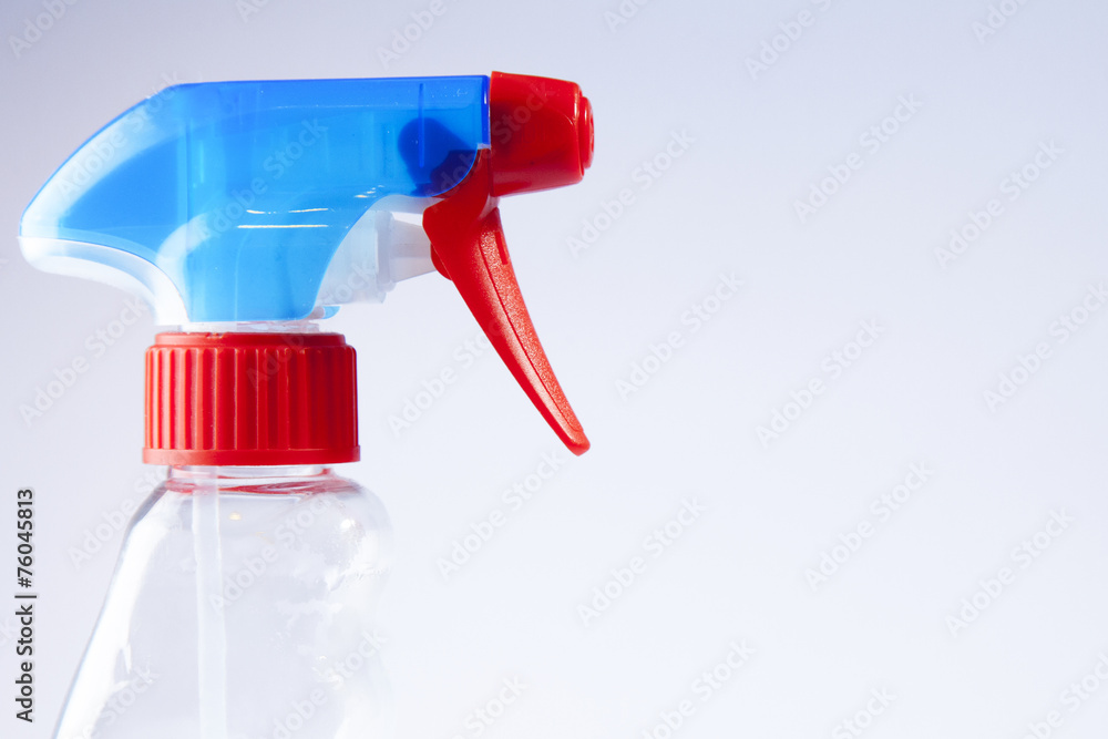 Blue/Red spray bottle nozzle close-up Blue/Red spray bottle nozzle close-up