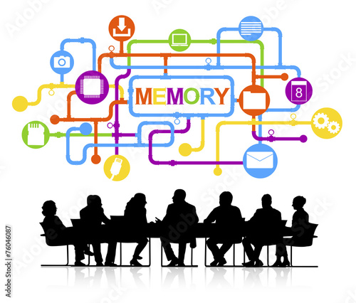 Silhouettes of Business People and Technology Memory Concept