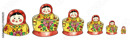 Matreshka russian dolls set illustration isolated photo