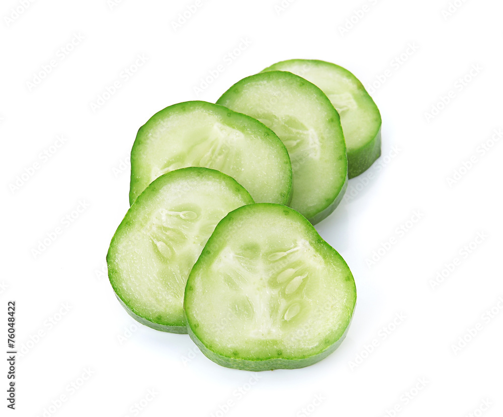 Cucumber and slices on over white background Cucumber and slices on over white background
