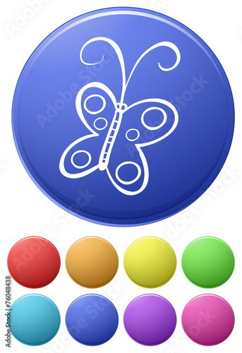 Small buttons and a big button with a butterfly