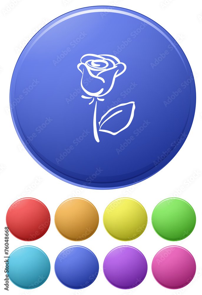 Small buttons and a big button with a flower