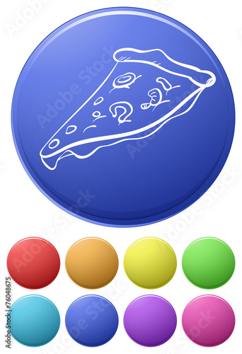 Small buttons and a big button with a pizza