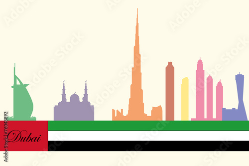 Dubai city skyline silhouette vector illustration