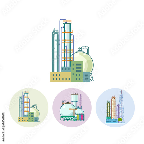 Set icons of a chemical plant or refinery processing