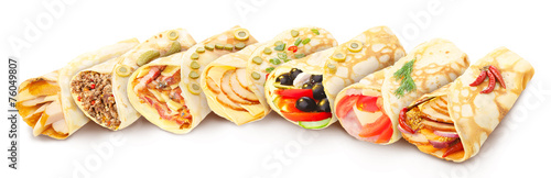 Collection of stuffed crepes