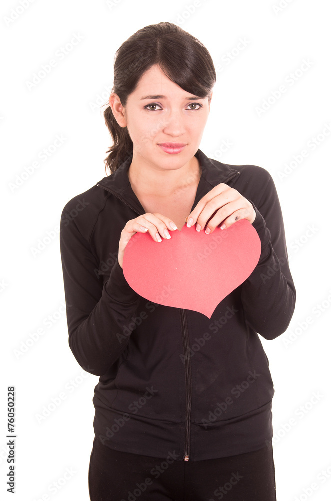 beautiful young happygirl holding paper red heart beautiful young happygirl holding paper red heart
