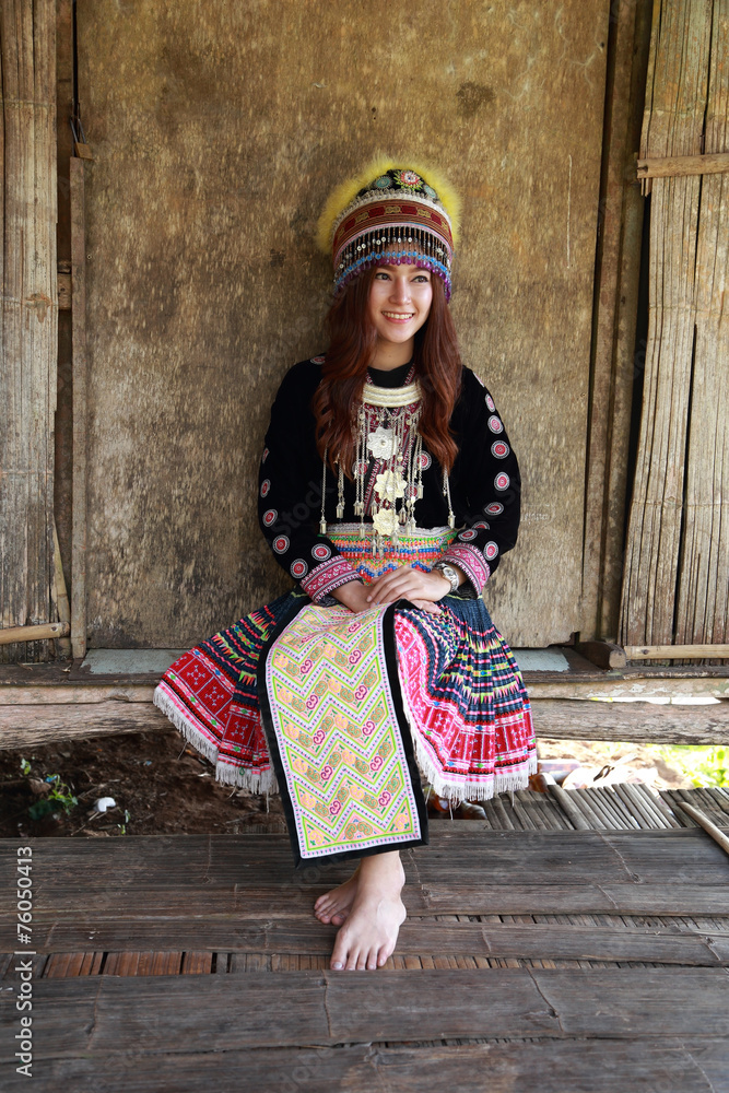 Traditionally dressed Mhong hill tribe woman