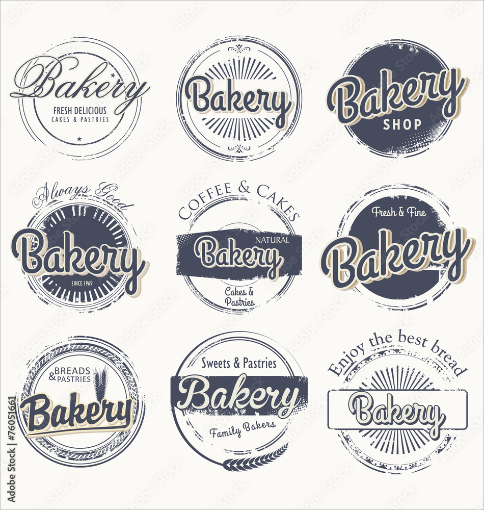 Fototapeta premium Set of vintage bakery grunge labels