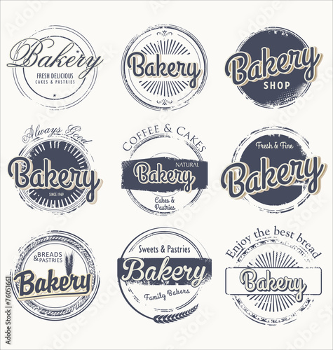 Set of vintage bakery grunge labels