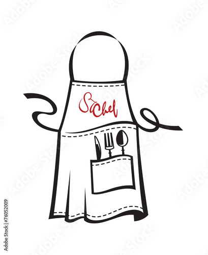 chef apron design with kitchenware