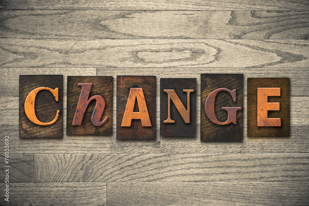 Naklejka premium Change Concept Wooden Letterpress Type
