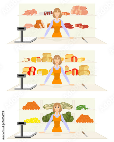 Salesman behind the counter