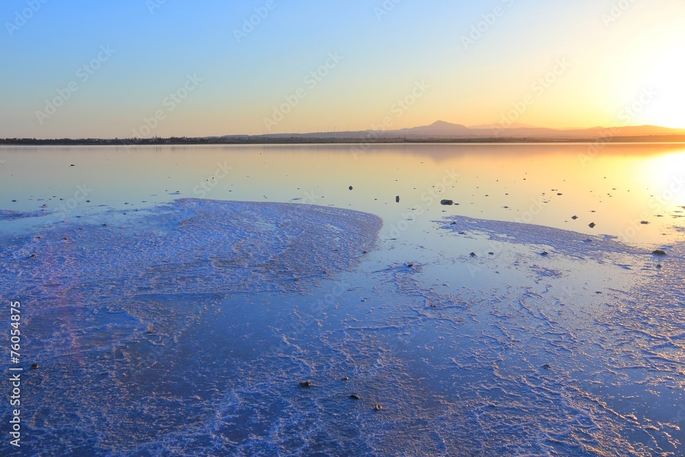 Salt lake in Cyprus. Larnaca.