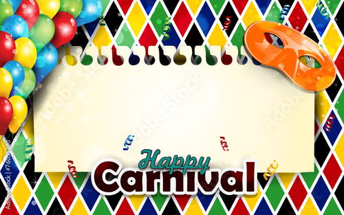 Carnival masks and harlequin decor vertical