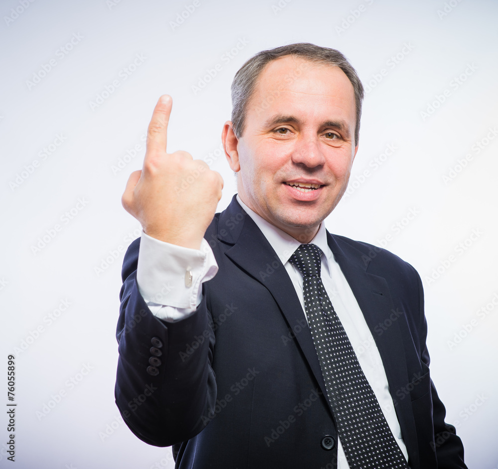 business man pointing up finger business man pointing up finger