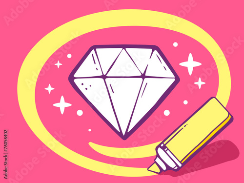 Vector illustration of marker drawing circle around diamond on p