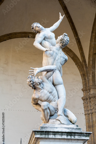 Fotografie The Rape of the Sabine Women, signoria square, florence, italy