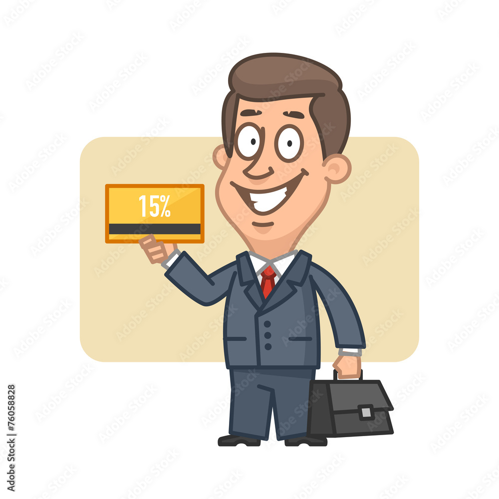 Businessman holding bank card and smiling Businessman holding bank card and smiling
