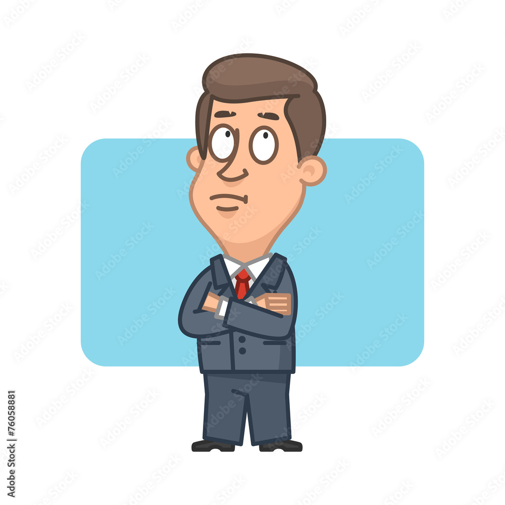 Businessman with arms crossed and pondered Businessman with arms crossed and pondered