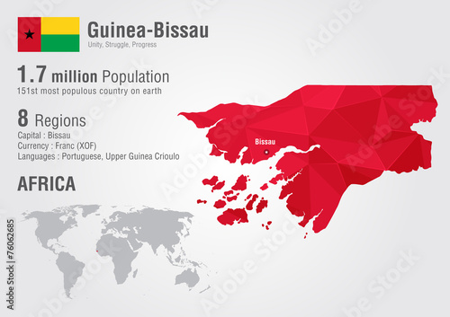 Guinea-Bissau world map with a pixel diamond texture. photo