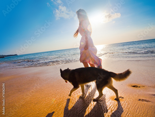 woman traveling with dog