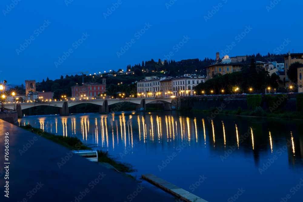 carraia bridge by night, florence, italy