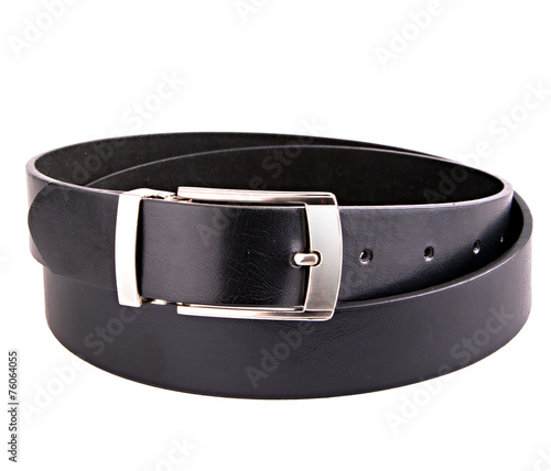 Male elegant leather belt isolated on the white